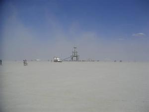 Dust storms as they try to repair the temple from the damaged caused by storms the night before
