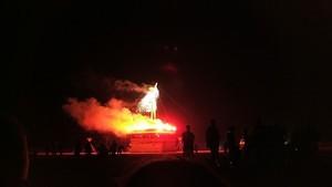 The man starts to burn