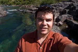Chris at a stream