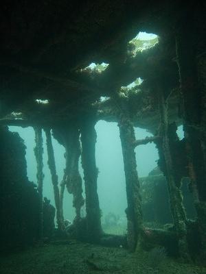 The inside of Ruby E has seen better days