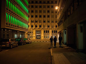 Empty Brussels streets on a Saturday night