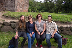 Elliot, Kim, Anna and Chris outside Kärnan